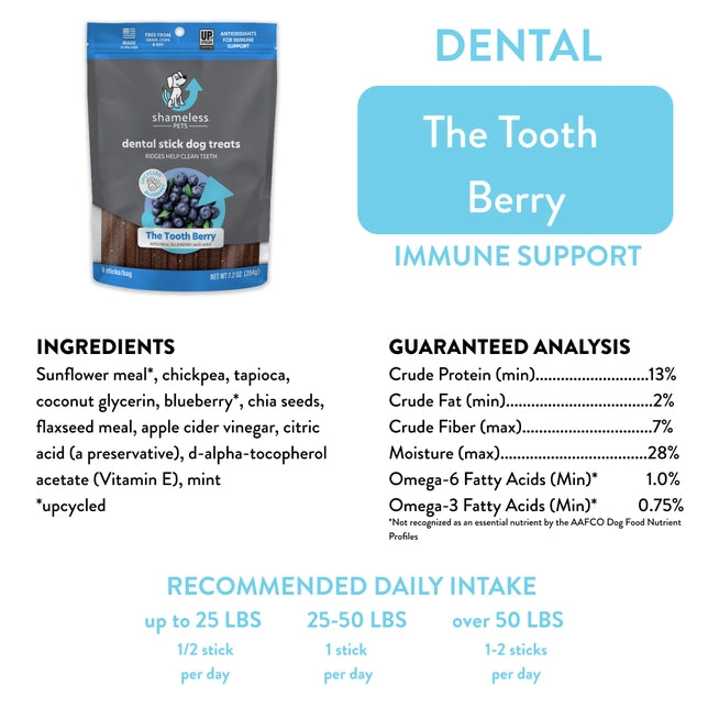Shameless Pet Dental Sticks for Dogs