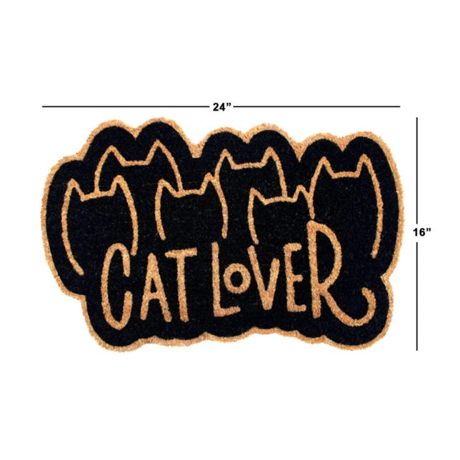 RugSmith Black Cat Lover Coir Doormat, 16" x 24"