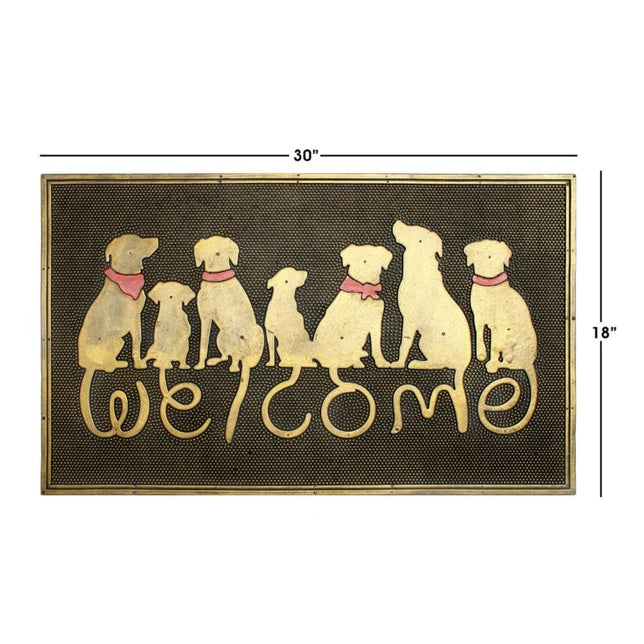RugSmith Moulded Dog Welcome Rubber Doormat, 18" x 30"