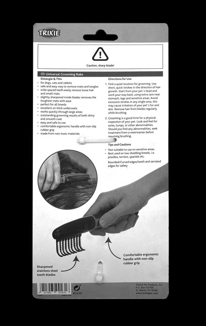 TRIXIE Pet Universal Grooming Rake, 7"