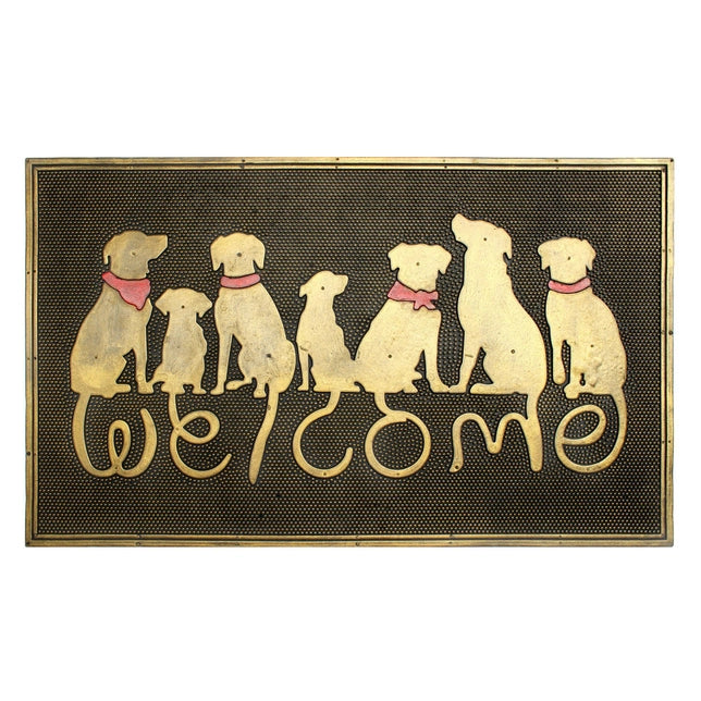 RugSmith Moulded Dog Welcome Rubber Doormat, 18" x 30"