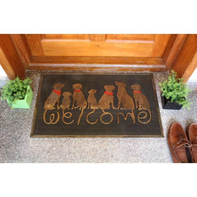 RugSmith Moulded Dog Welcome Rubber Doormat, 18" x 30"