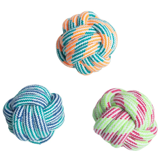 Snugarooz Knot Your Ball Rope Dog Toy Assorted Colors 3.5"