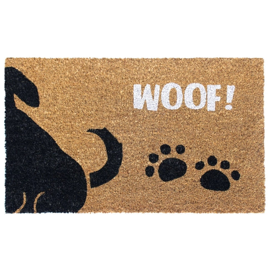 RugSmith White Machine Tufted Woof Doormat, 18" x 30"